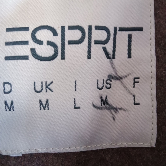 CLEARANCE SALE!! Vintage Esprit 100% Wool Brown Pea Coat with Toggle Details - Picture 9 of 13